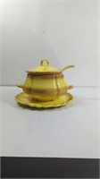 Vintage 1978 Two Tone Yellow Soup Tureen with