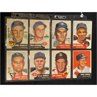 (8) 1953 Topps Baseball Cards Crease Free