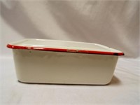 Rectangle Red & White Enamelware Storage Box