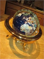 5.5" Diameter Stone Inlay Globe w/ Brass Stand