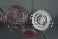 Assortment of pink glass platters