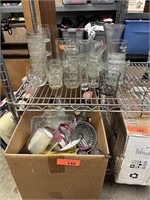 LARGE LOT OF MIXED GLASSWARE ETC ABOVE & IN BOX
