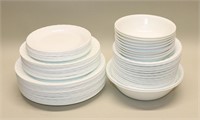 (60) Corelle USA Enhancements White Swirl Dishes