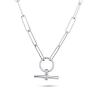 Sterling Silver-Toggle Charm Bar Necklace