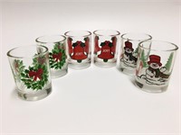 Vintage 1970s Poinsettia Bell Glasses Christmas