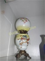 Hand Decorated Parlor Lamp In Yellow Hues
