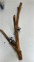 Raccoons Hanging on Wood wall hanging