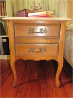 2-Drawer Marble Top Side Table