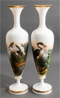French Hand-Painted Porcelain Vases, Pair