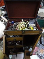 Lift Top Multi Draw Jewelry Box Filled W/ Vintage