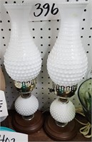 (2) Milkglass Hobnail Lamps