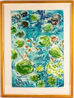 Art Monotype "Fish Pond in Motion" by Urbanski