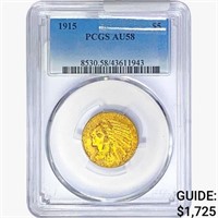 1915 $5 Gold Half Eagle PCGS AU58