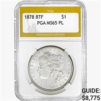 1878 8TF Morgan Silver Dollar PGA MS65 PL