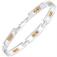 Rhodium Plated 2.52ctw Yellow Sapphire Bracelet