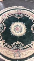 GENUINE HAND WOVEN GREEN FLORAL CIRCLE SHAPED RUG