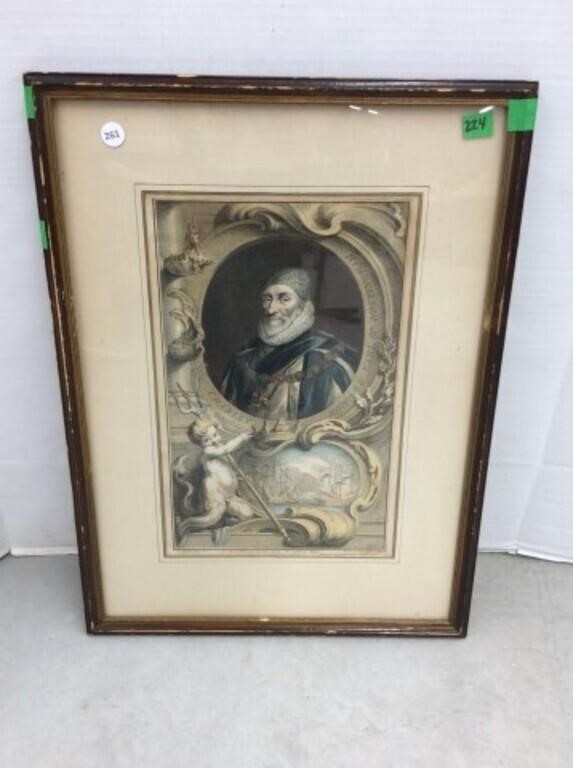 Antique Framed Print Of Charles Howard, Earl Of