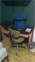 Desk, chair, ottoman