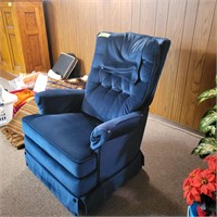 B311 Lazy Boy Blue Velveteen recliner