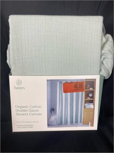 Haven Organic Cotton Shower Curtain Sky Gray
