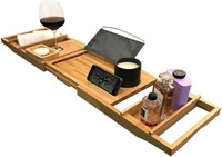 Luxury Bamboo Bathtub Tray Caddy - Expandable and