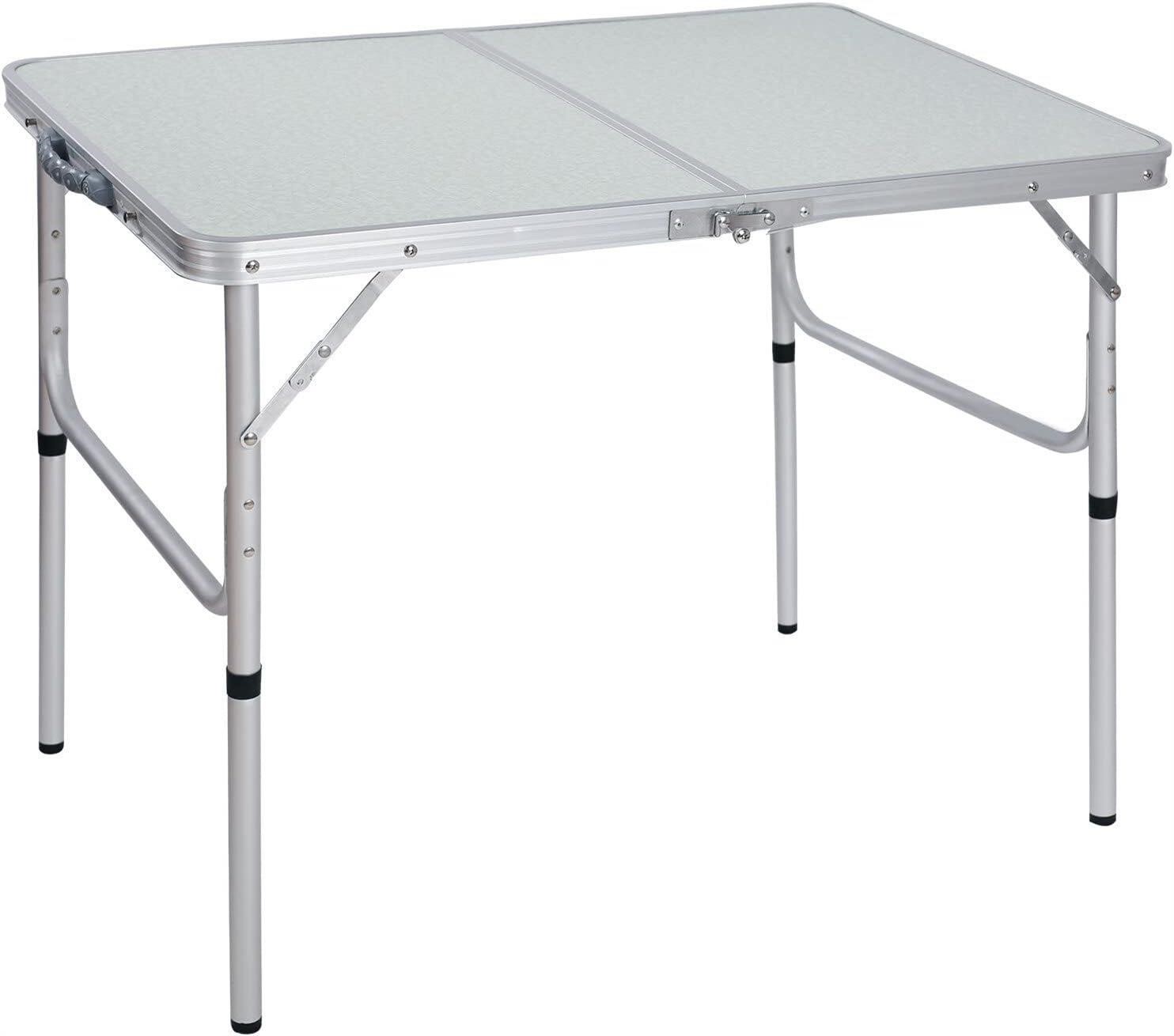 REDCAMP Aluminum Camping Table, 3-Feet, White