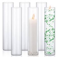 6 Pcs Glass Cylinder Vases Bulk For Centerpieces