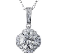 925S 2.0ct Moissanite Diamond Halo Necklace