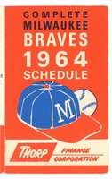 Rare 1964 Milwaukee Braves Schedule - Thorp