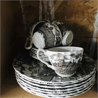 Ceramic Plates, Cups & Saucers Set (Vintage)