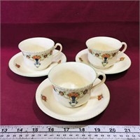 3 Pairs Of Teacups & Saucers (Made In Japan)