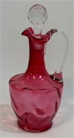 LOVELY ANTIQUE BLOWN CRANBERRY GLASS EWER