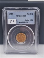 1905 $ $2.50 Gold Liberty PCGS MS60