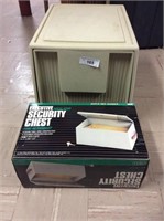 Fire proof security chest and plastic file holder
