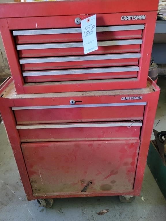 CRAFTSMAN DOUBLE STACK TOOL BOX AND TOOLS