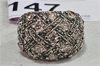 Sterling Silver Ring Marcasite&Clear Stone  sz 7.5