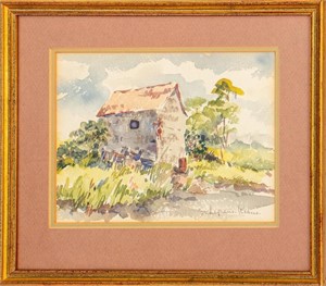 Helen Schepens-Kraus Cottage Scene Watercolor