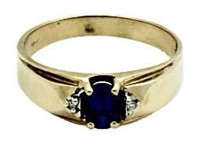 10kt Gold Men's Sapphire & Diamond Ring