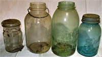 Lot of 4 Mason & Others Glass Jars