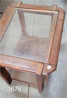 Wood End Table With Plexiglass Top