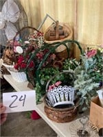 Lot of Baskets & Artificial Flowers