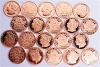 Coin 20 .999 Fine Copper Rounds Morgan Type