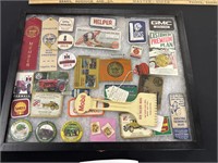 Display Case w/ Patches, Buttons, Other Adv.