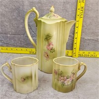 Nippon Hand Painted Pot Tea Floral & Gold- Damaged