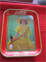 "Drink Coca-Cola" Tray w/Girl in Yellow Dress &