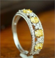 0.64ct Natural Yellow Diamond Ring 18K Gold