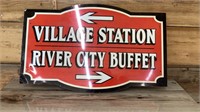 Village Station River City Buffet sign; 34in wide