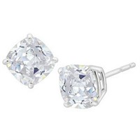 5MM Cushion Cut White Topaz 1.35CTW Stud Earrings