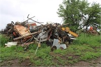 Large Pile of Salvage Iron Along Driveway