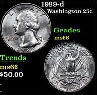 1989-d Washington Quarter 25c Grades GEM+ Unc